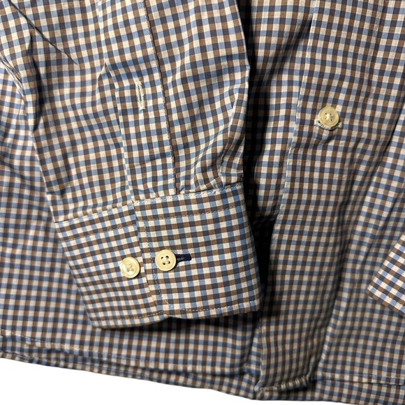 Joseph Abboud Long Sleeve Blue Brown Plaid Button Shirt Size L - Picture 4 of 8